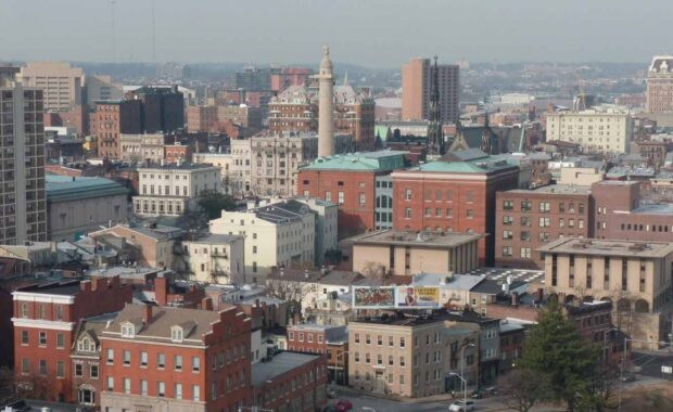 The skyline of Baltimore, Maryland.