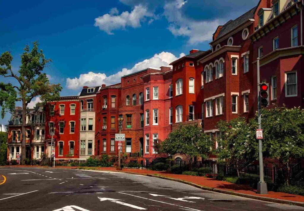 Brick row houses in Washington, DC.