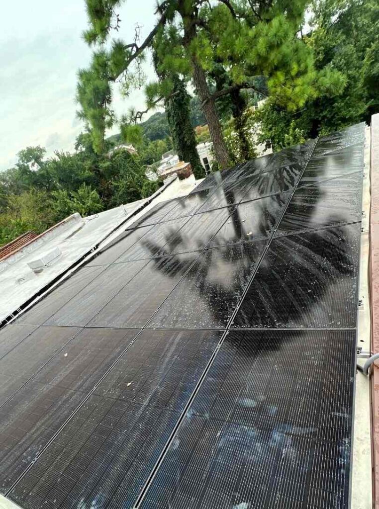 Solar panels on a home in Ward 8 in Washington, DC.