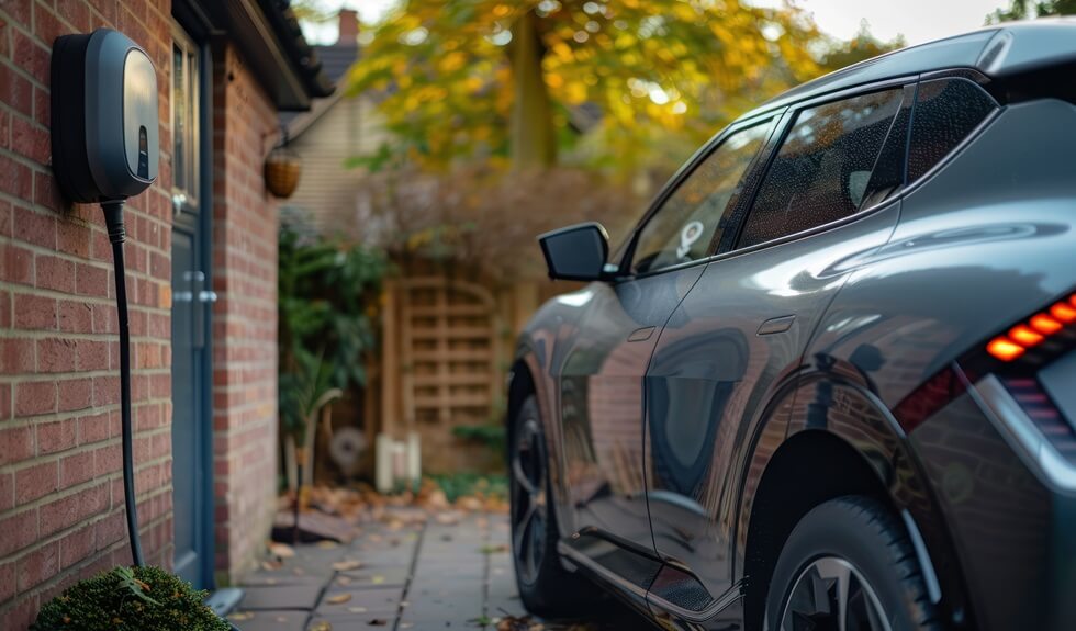 an electric car parked at a Northern Virginia home wall EV charger