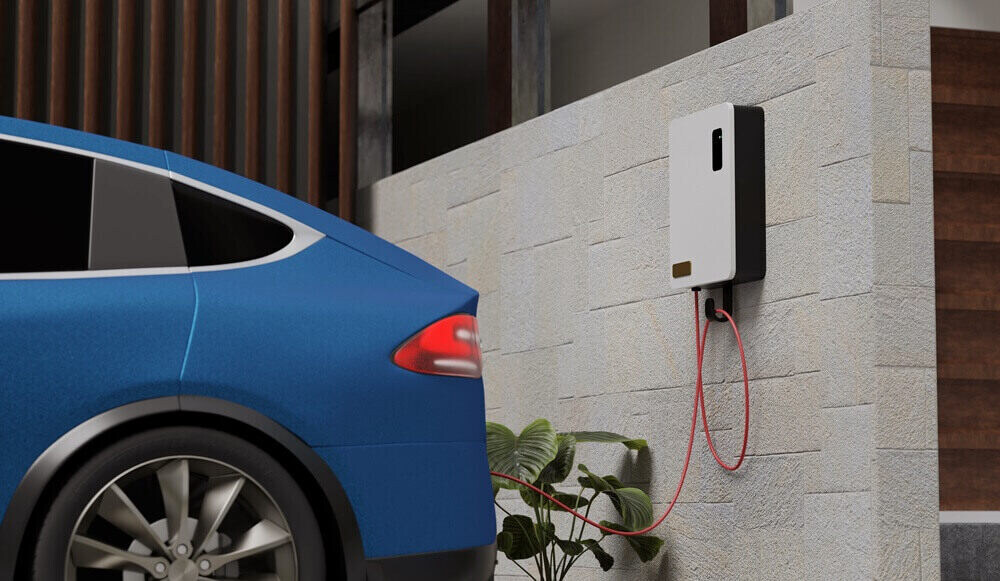 electric vehicle charger Installed at the garage at homes