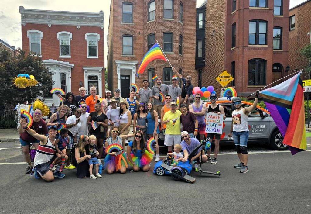 Uprise Solar team members and friends at the DC Pride Parade.