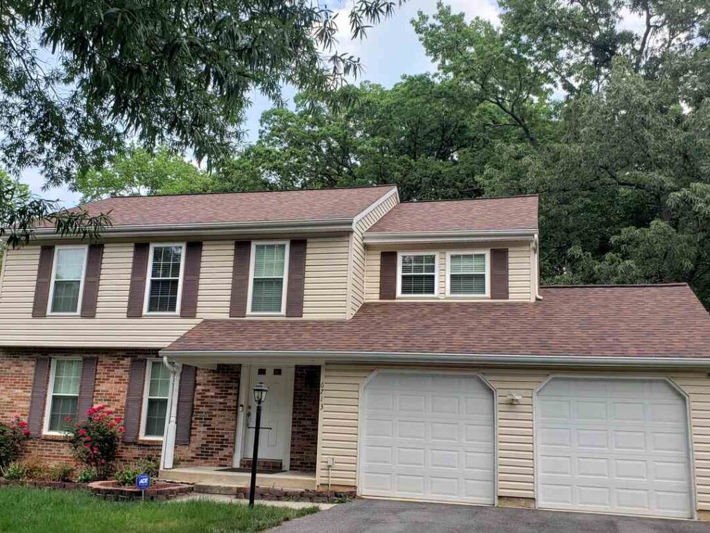 New architectural shingles on a home in Greenbelt, Maryland.