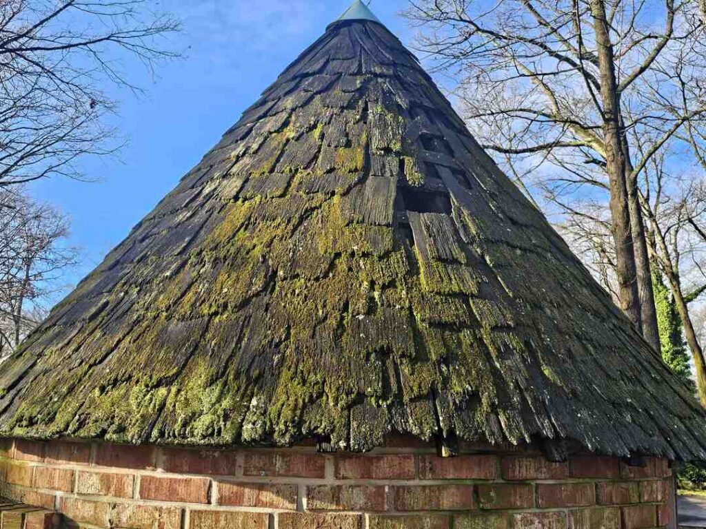 A shed with old cedar shake shingles.