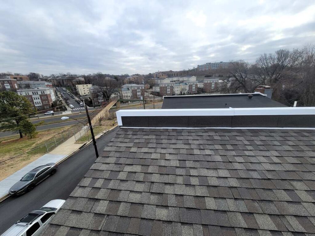 Brand new architectural shingles on a family home.