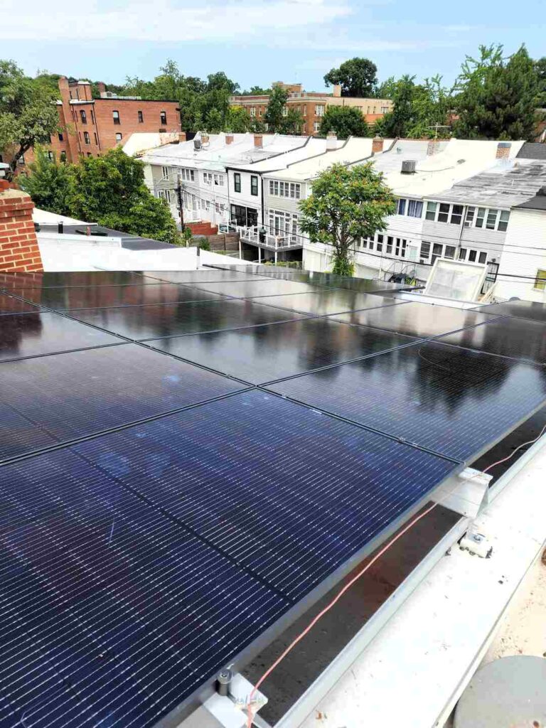 The completed solar array on a home in Northwest Washington, DC.