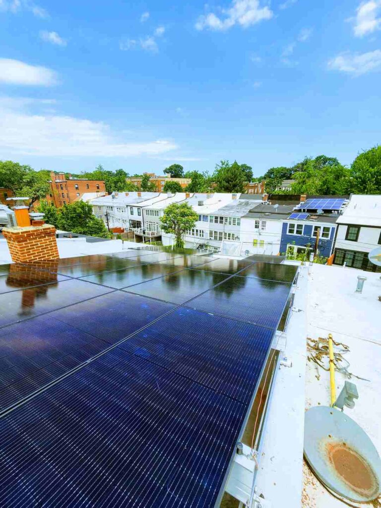 A completed solar installation in Northwest Washington, DC.