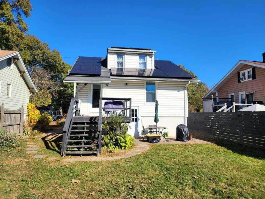 Solar panels on a rooftop in Maryland.