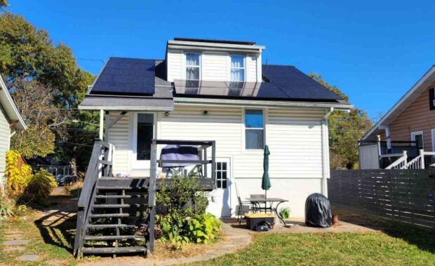 A solar array on a home in Bunker Hill, Maryland.