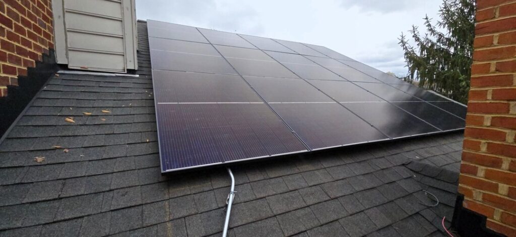 Solar panels on a pitched roof in Northwest DC.