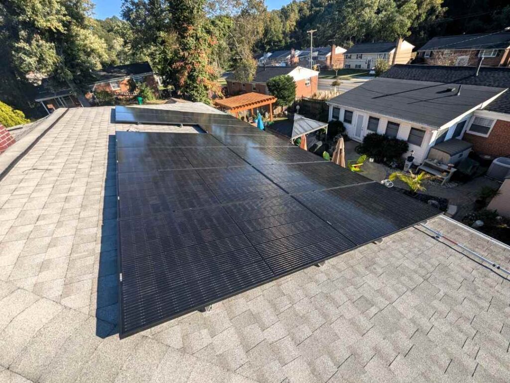 A solar array on a home in Maryland.